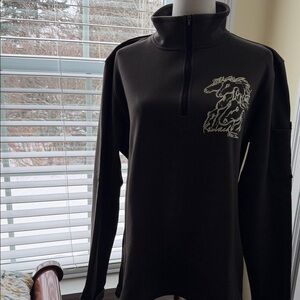 Brown Quarter-Zip Pullover with Graphic